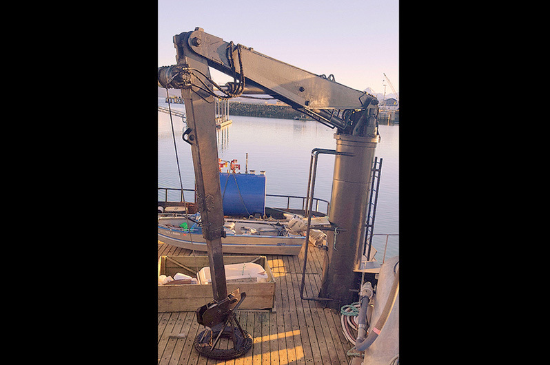 The F/V Naknek Spirits crane can be used to lift the hunter's game on board.